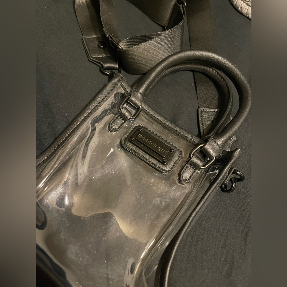 Madden Girl Black Clear Crossbody Bag